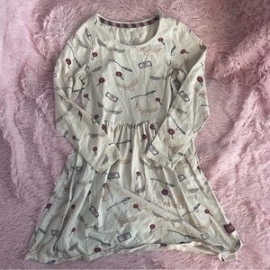 🎀5/$25🎀 Harry Potter girls dress 7 off white owl Hedwig snitch letter